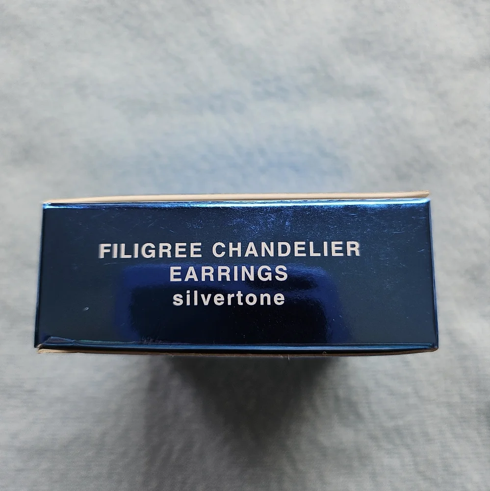 Avon Filigree Chandelier Pierced Earrings, Silvertone, NIB - Picture 9 of 11